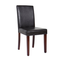 Thumbnail for 2x Wooden Frame Brown Leatherette Dining Chairs with Solid Pine Legs