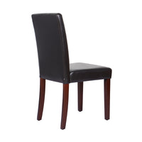 Thumbnail for 2x Wooden Frame Brown Leatherette Dining Chairs with Solid Pine Legs