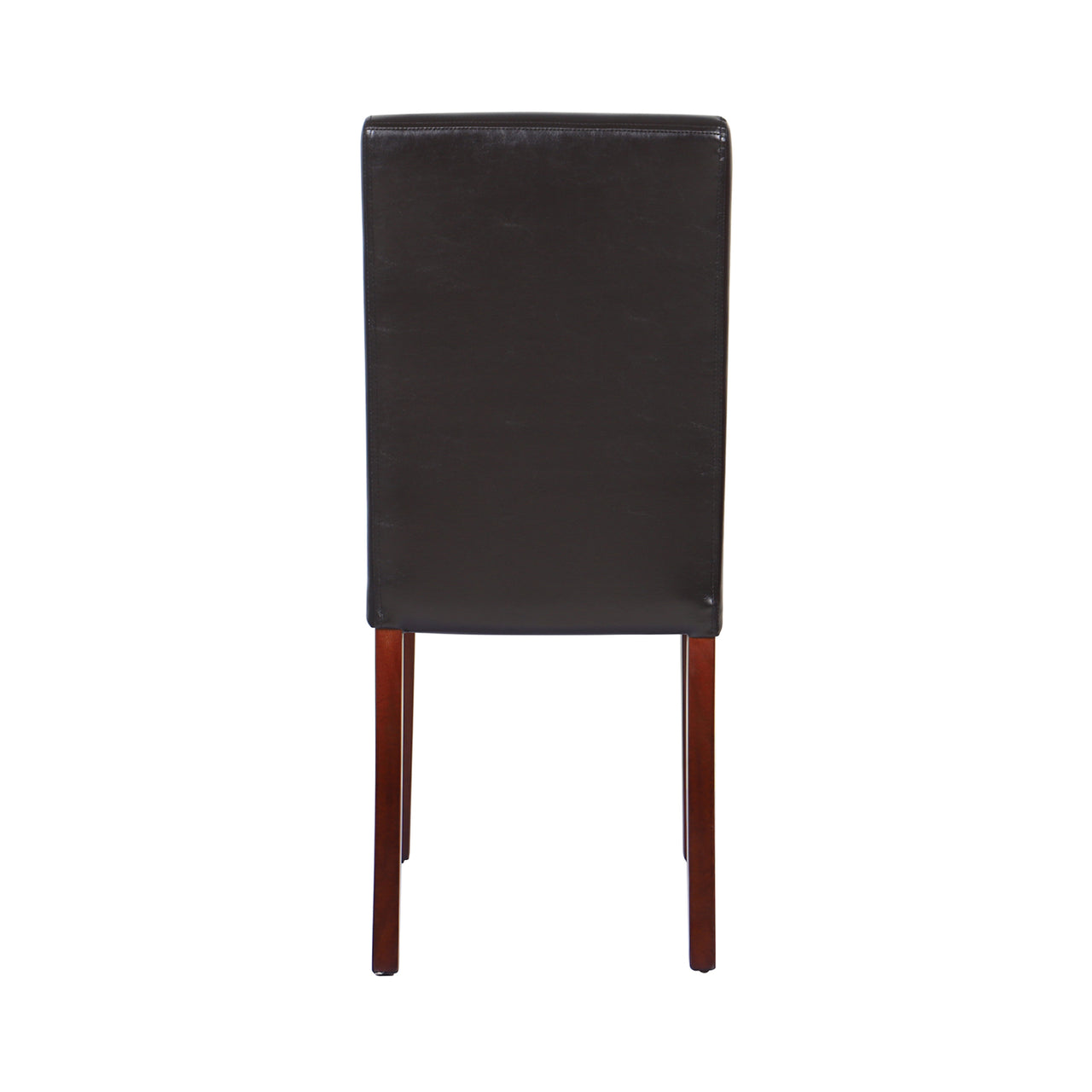 2x Wooden Frame Brown Leatherette Dining Chairs with Solid Pine Legs