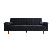 Thumbnail for Sofa Bed 3 Seater Button Tufted Lounge Set for Living Room Couch in Velvet Black Colour