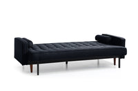 Thumbnail for Sofa Bed 3 Seater Button Tufted Lounge Set for Living Room Couch in Velvet Black Colour