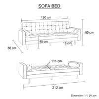 Thumbnail for Sofa Bed 3 Seater Button Tufted Lounge Set for Living Room Couch in Velvet Black Colour