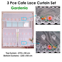 Thumbnail for 3 Pce Cafe Gardenia Lace Curtain Set