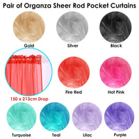 Thumbnail for Pair of Organza Sheer Rod Pocket Curtains Lilac