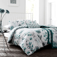 Thumbnail for Ink Floral Teal Quilt Cover Set Queen