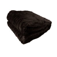 Thumbnail for Faux Fur Striped Throw Rug Dark Chocolate