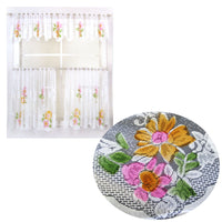 Thumbnail for 3 Pce Cafe Blooms Lace Kitchen Curtain Set