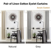 Thumbnail for Designers Choice Pair of Linen Cotton Coated Eyelet Curtains Grey 140 x 213cm