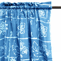 Thumbnail for Home Innovations Pair of Polyester Cotton Rod Pocket Blue Floral Curtains