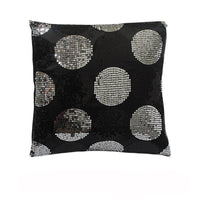 Thumbnail for Sequined Black Silver Squared Filled Cushion