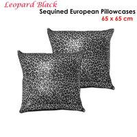 Thumbnail for Accessorize Pair of Leopard Black Sequined European Pillowcases