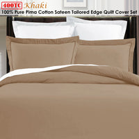 Thumbnail for Grand Aterlier Pima Cotton Khaki Quilt Cover Set King