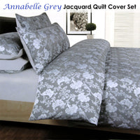 Thumbnail for Accessorize Annabelle Grey Jacquard Quilt Cover Set Double