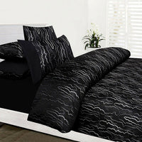 Thumbnail for Accessorize Naples Black Jacquard Quilt Cover Set Double