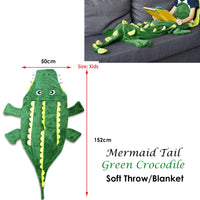 Thumbnail for Mermaid Tail Crocodile Green Soft Blanket Throw