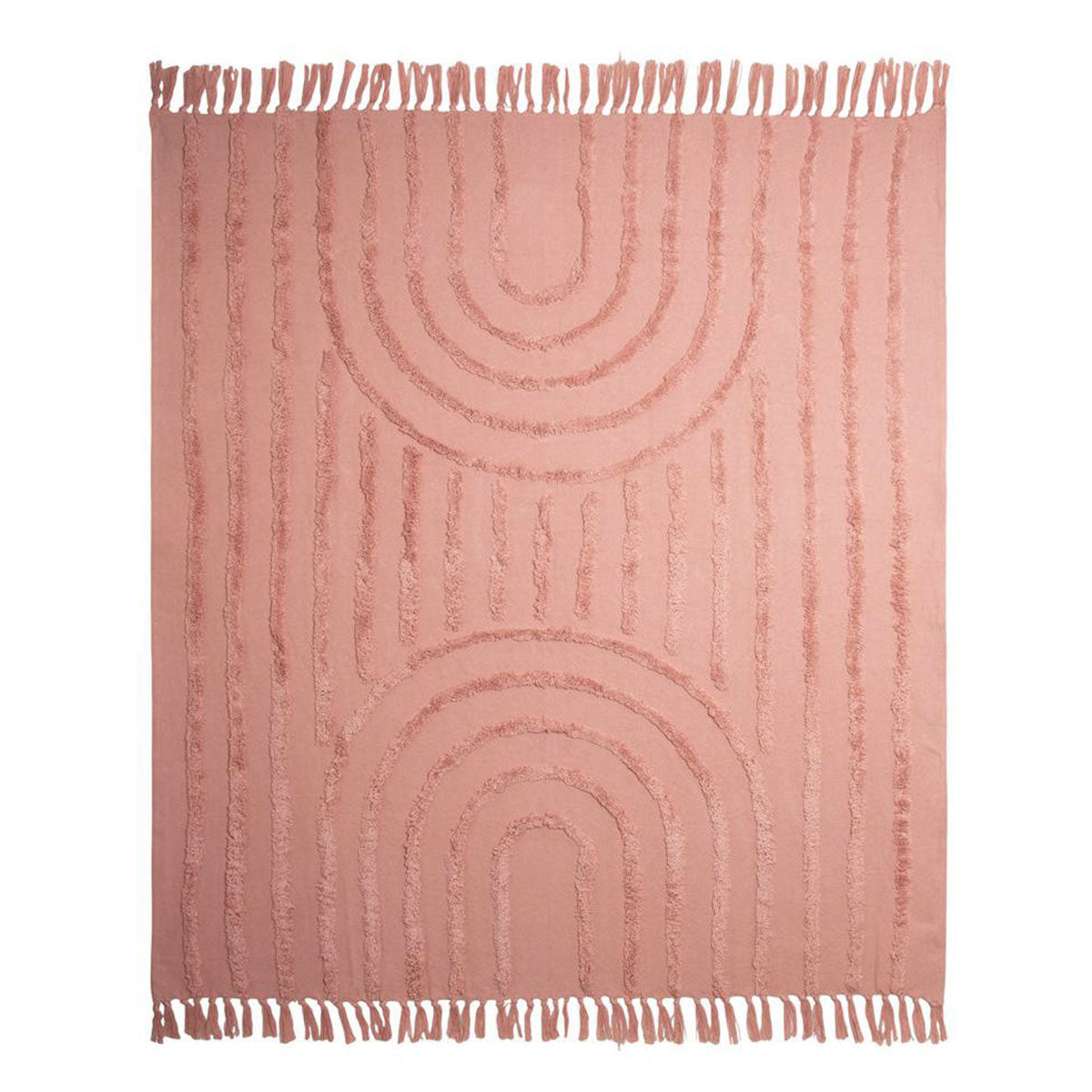 J Elliot Home Zen Luxury Fringe Throw 130 x 160cm Clay Pink