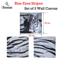 Thumbnail for Just Home Set of 3 Printed Blue Eyes Stripes Tiger Wall Canvas