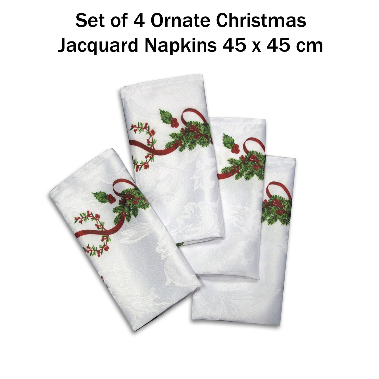 Set of 4 Ornate Christmas Xmas Festival Jacquard Napkins