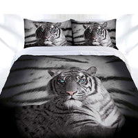 Thumbnail for Just Home Blue Eyes Stripes Tiger Quilt Cover Set Double