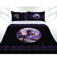 Thumbnail for Anne Stokes Black Unicorn Quilt Cover Set Double