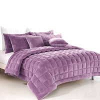 Thumbnail for Alastairs Augusta Faux Mink Quilt / Comforter Set Lilac King