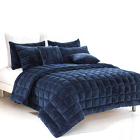 Thumbnail for Alastairs Augusta Faux Mink Quilt / Comforter Set Navy Double