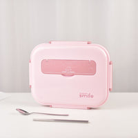 Thumbnail for Kylin 304 Stainless Steel 5 Divided Smile Large Lunch Box With Soup Pot - Pink