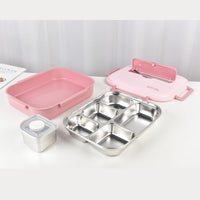 Thumbnail for Kylin 304 Stainless Steel 5 Divided Smile Large Lunch Box With Soup Pot - Pink