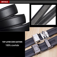 Thumbnail for Genuine Leather Belt Men's Plate Reversible Buckle Business Dress Belts