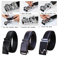 Thumbnail for Genuine Leather Belt Men's Plate Reversible Buckle Business Dress Belts