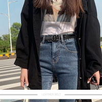 Thumbnail for Luxury Top Layer Cow Leather Belt Women's Simple Decorative Jeans Belt Versatile Fashion Thin Belt