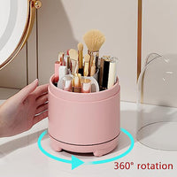 Thumbnail for 360° Rotating Makeup Brush Bucket Transparent Dust-proof Cosmetic Storage Box(pink)