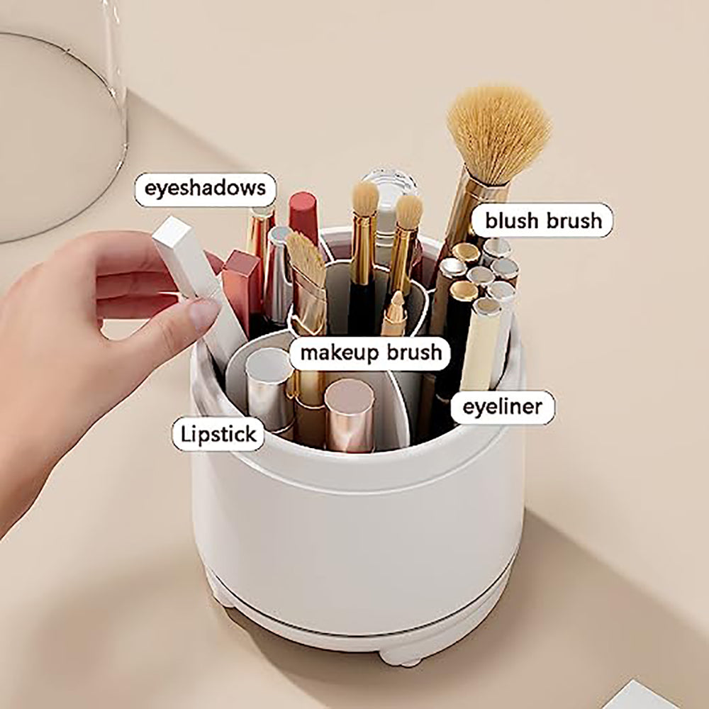 360° Rotating Makeup Brush Bucket Transparent Dust-proof Cosmetic Storage Box(pink)