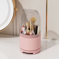 Thumbnail for 360° Rotating Makeup Brush Bucket Transparent Dust-proof Cosmetic Storage Box(pink)