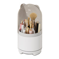 Thumbnail for 360° Rotating Makeup Brush Bucket Transparent Dust-proof Cosmetic Storage Box(White)