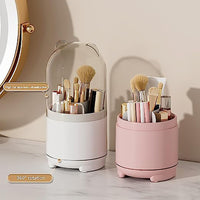 Thumbnail for 360° Rotating Makeup Brush Bucket Transparent Dust-proof Cosmetic Storage Box(White)