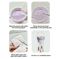 Thumbnail for 3 In 1 Makeup Brushes Cleaner Sponge Brush Washing Box Makeup Brush Drying Basket(Light Purple)