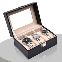 Thumbnail for Watch Box Organizer Case Jewelry Display Tray Glass Top PU Leather(2 Slot)