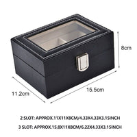 Thumbnail for Watch Box Organizer Case Jewelry Display Tray Glass Top PU Leather(2 Slot)