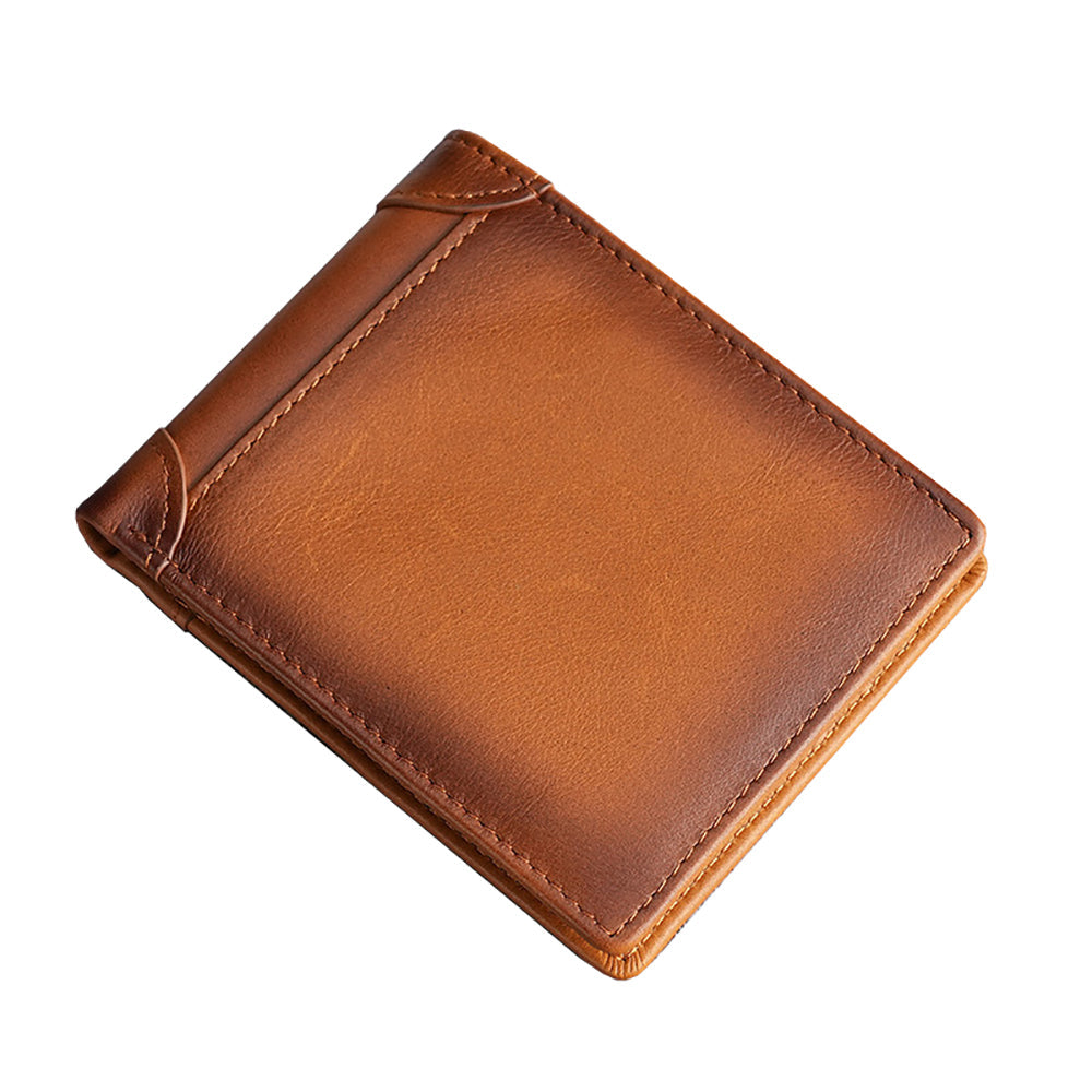 100% Genuine Leather Men's Wallet RFID Blocking Card Holder Bifold and Long Wallets