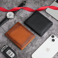 Thumbnail for 100% Genuine Leather Men's Wallet RFID Blocking Card Holder Bifold and Long Wallets