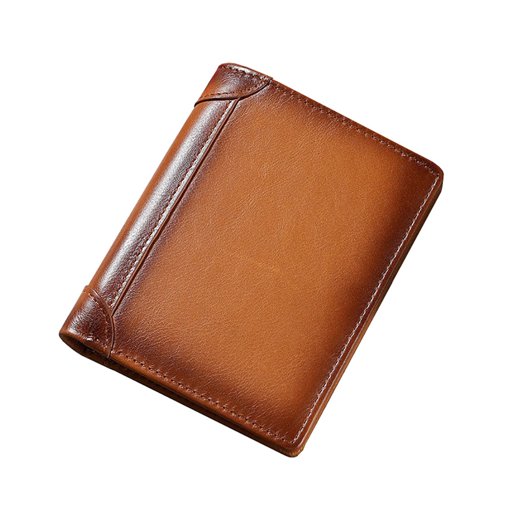 100% Genuine Leather Men's Wallet RFID Blocking Card Holder Bifold and Long Wallets