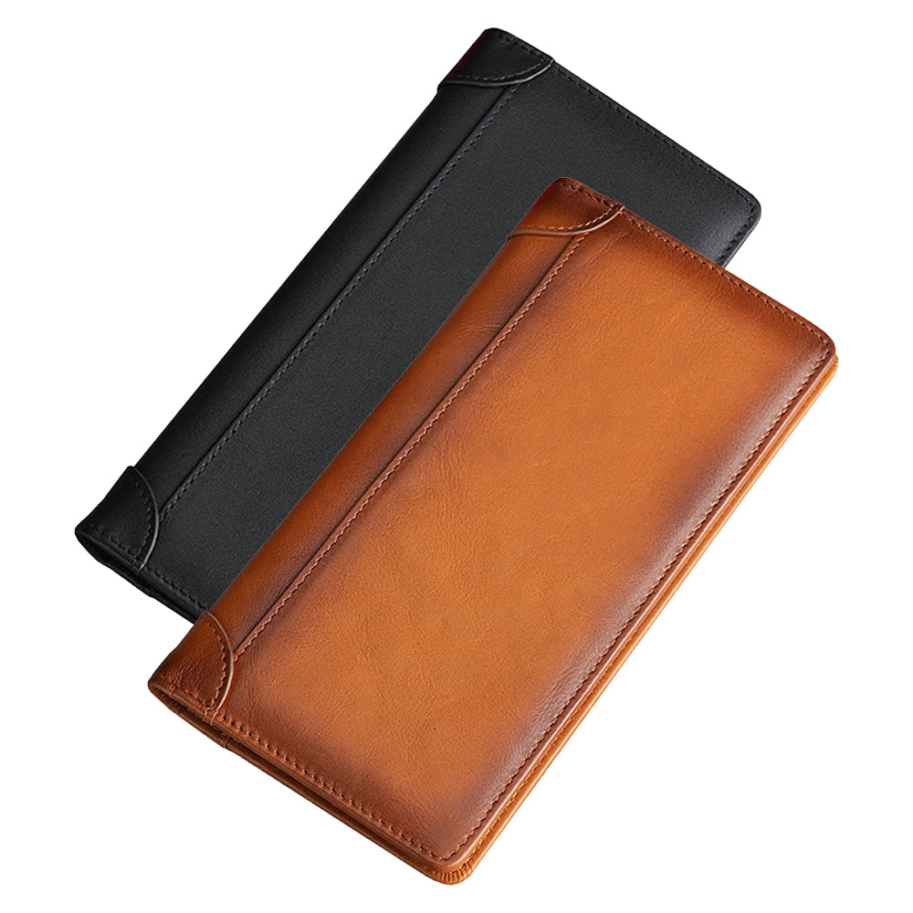 100% Genuine Leather Men's Wallet RFID Blocking Card Holder Bifold and Long Wallets