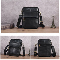 Thumbnail for Genuine leather men's crossbody bag oiled wax leather Satchel Crossbody Bag