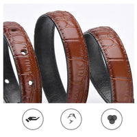 Thumbnail for Genuine leather with Crocodile pattern pin buckle thin belt jeans belt for women (Black)