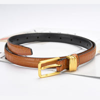 Thumbnail for Genuine leather with Crocodile pattern pin buckle thin belt jeans belt for women (Black)