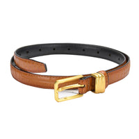 Thumbnail for Genuine leather with Crocodile pattern pin buckle thin belt jeans belt for women (Light Brown)