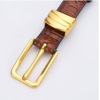 Thumbnail for Genuine leather with Crocodile pattern pin buckle thin belt jeans belt for women (Light Brown)