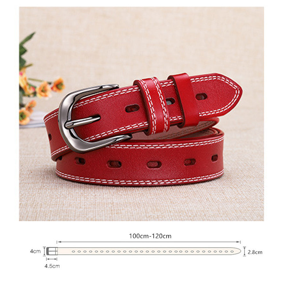 Classic Leather Belts for Women, Joyreap Genuine Leather Womens Belts Alloy Pin Buckle (Red)