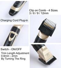 Thumbnail for USB Charged pet shaver Cordless Clipper Pet Gromming Kit 4 Different Size Combs